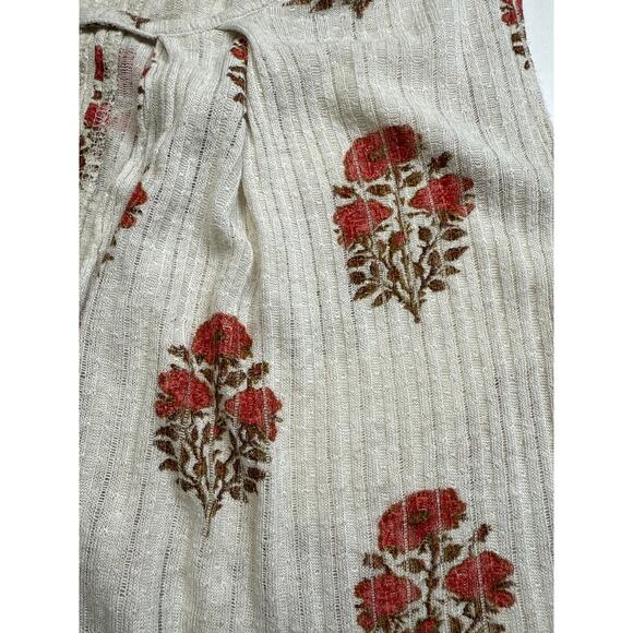 Lucky Brand Floral Oversized Flowy Sleeveless Tunic Top Sz L Linen Blend Ribbed - Picture 8 of 9